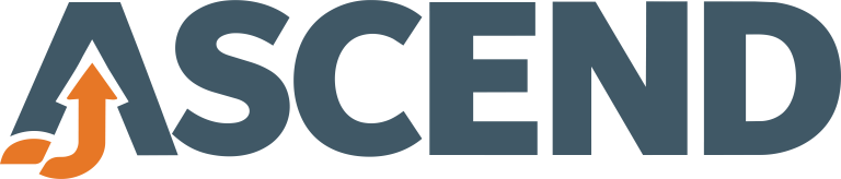 Logo for ASCEND program, with an upward arrow in the A.